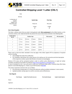 Controlled Shipping Level 1 Letter -CSL1