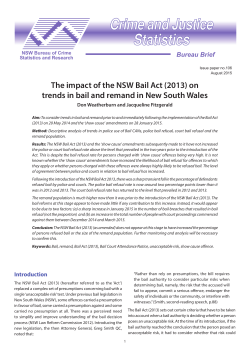 The impact of the NSW Bail Act (2013) on trends in bail and remand