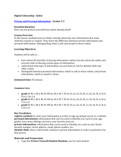 Digital Citizenship: Safety Private and Personal Information