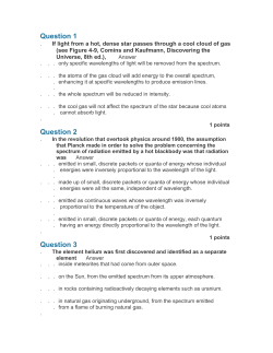Question 1 If light from a hot, dense star passes
