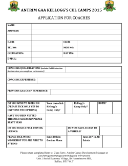 Kelloggs Cul Camps Coach Application Form 2015