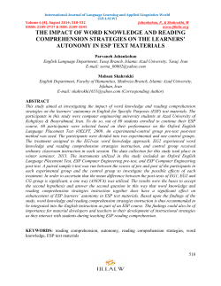 The Impact of Word Knowledge and Reading Comprehension