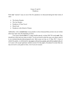 Essays #3 and #4 Paradoxes Write one &ldquo;reaction&rdquo; essay on one of