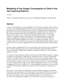 Modelling of the Oxygen Consumption of Cells in the Cell