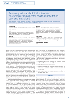 Service quality and clinical outcomes: an example from mental