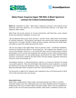 Idaho Power Acquires Upper 700-MHz A-Block