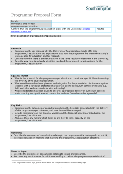 Programme Proposal Form Faculty: Provisional title for new