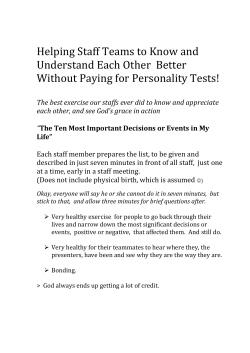 Helping Staff Teams to Know and Understand Each Other Better