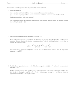 Math 1A Quiz #6 Section: Each problem is worth 3 points. Show all