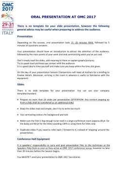 ORAL PRESENTATION AT OMC 2017