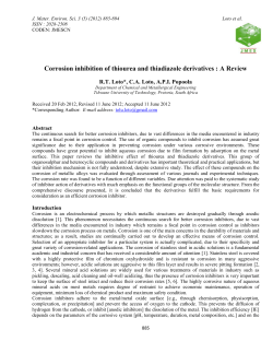 Corrosion inhibition of thiourea and thiadiazole derivatives : A Review