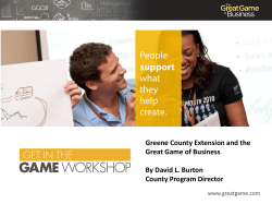 Greene County Extension and the Great Game of Business By David