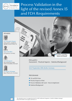 Process Validation in the light of the revised Annex
