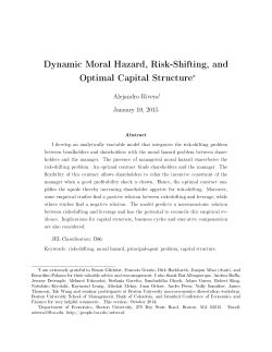 Dynamic Moral Hazard, Risk-Shifting, and Optimal Capital Structure&lowast;