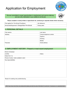 Application for Employment - Grange Moor Pre