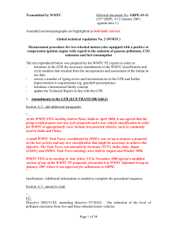 Outline for informal document for 53rd GRPE