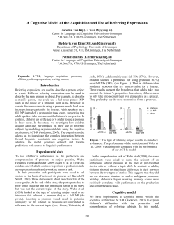 A Cognitive Model of the Acquisition and Use of Referring Expressions