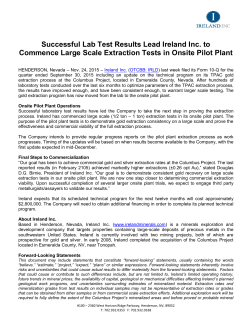 successful lab test results lead ireland inc. to commence large scale