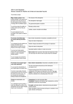 AQA A Level Geography Atmosphere checklist
