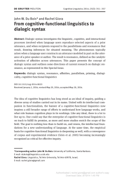 From cognitive-functional linguistics to dialogic syntax