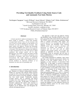 Providing Test Quality Feedback Using Static Source Code and