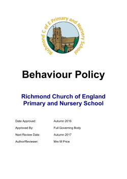 Behaviour Policy 2016 - Richmond C of E Primary School