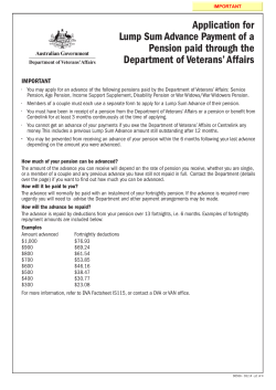 Application for Lump Sum Advance Payment of a Pension paid