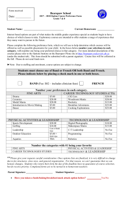 Bearspaw School Students must choose one of Band or French OR