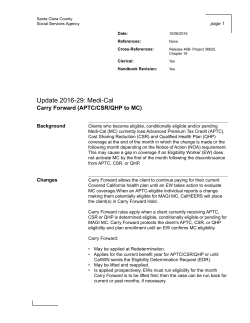 Update 2016-29: Medi-Cal - the County of Santa Clara