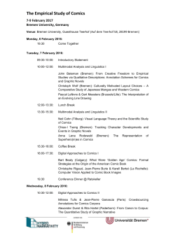 7-9 February 2017 The Empirical Study of Comics Bremen