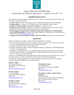 Choose Ohio First STEMM Grant Scholarship and Program Application