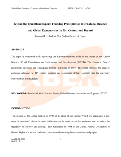 Beyond The Brundtland Report: Founding Principles For