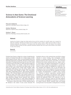 AWE AND SCIENCE LEARNING Science is Awe-some