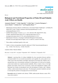 Biological and Nutritional Properties of Palm Oil and Palmitic Acid