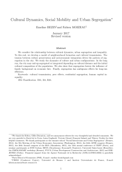 Cultural Dynamics, Social Mobility and Urban