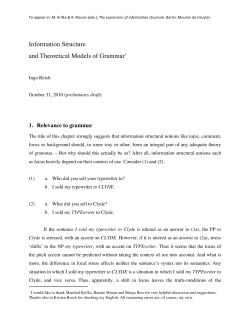 Information Structure and Theoretical Models of Grammar&lowast;