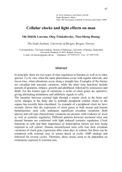 Cellular clocks and light effects on man