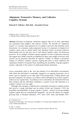 Alignment, Transactive Memory, and Collective Cognitive Systems