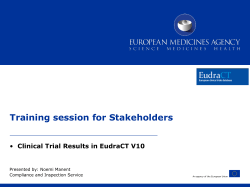 Training session for Stakeholders - EudraCT