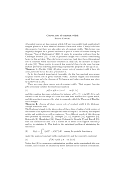 Convex sets of constant width Bernd Kawohl A bounded convex set