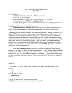 C383 Study Guide for the Final Exam Fall 2015 Basic Information