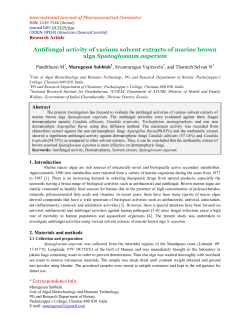 Antifungal activity of various solvent extracts of marine brown alga