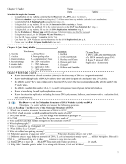 Chapter 9 Packet Name Date Period ______ Schedule/Strategies