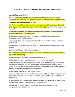 EXCERPTS FROM HALIFAX REGIONAL MUNICIPALITY CHARTER