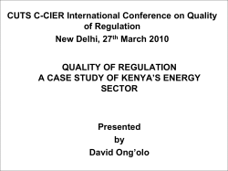 Kenya: Quality of Regulation in the Energy Sector