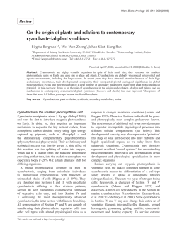 On the origin of plants and relations to contemporary cyanobacterial