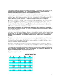 James Bender`s Memo on Demand, Costs, and Pricing