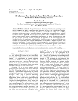 Self-Adjustment Time Quantum in Round Robin Algorithm