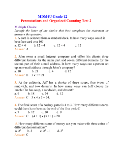 MDM4U Permutations and Organized Counting Test 2