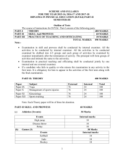 DIPLOMA IN PHYSICAL EDUCATION (D.P.Ed.) PART